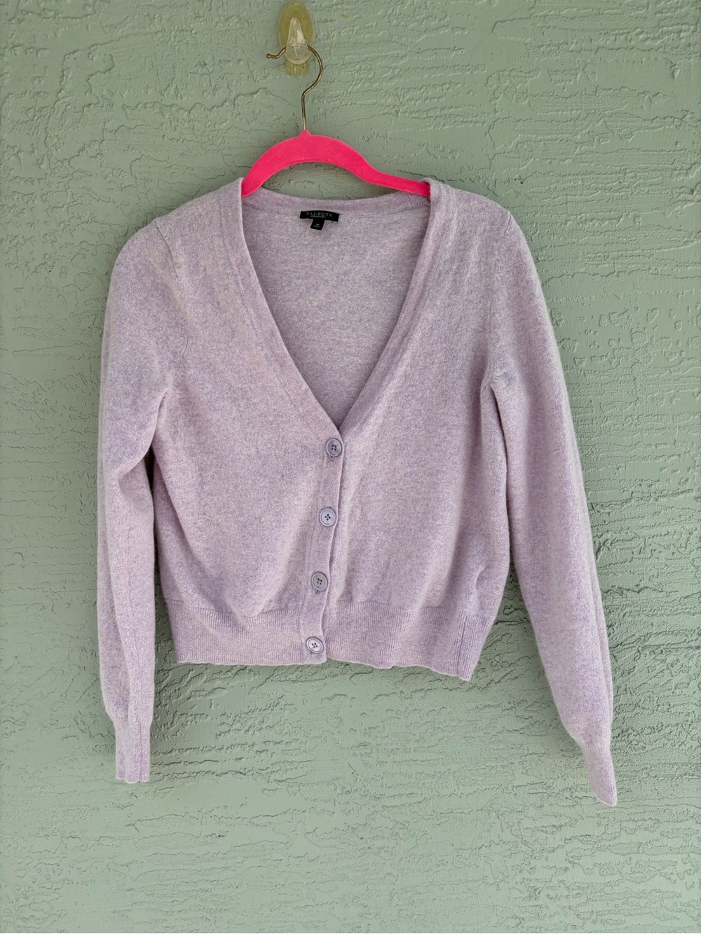 Talbots Pale Lavender V-Neck Button Cardigan
